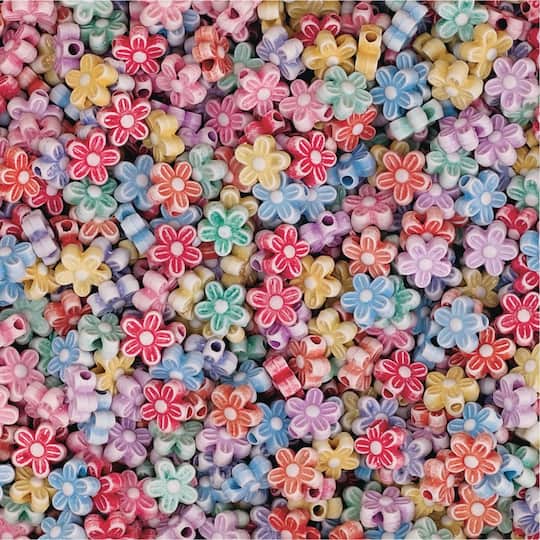 S&#x26;S&#xAE; Worldwide Colorful Flower Shaped Plastic Beads, 8mm